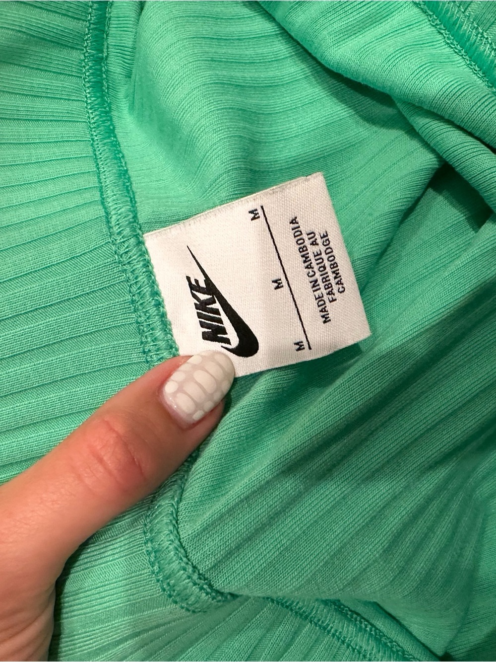 Nike Kelly Green Ribbed Midi Skirt with White Swoosh - Picture 3 of 8